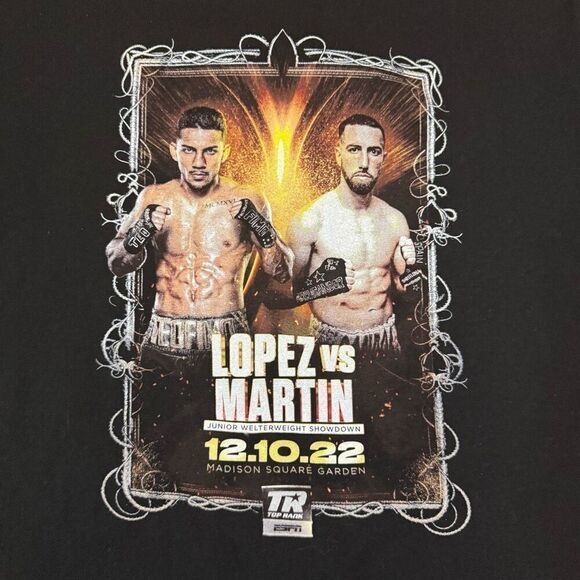 Top Rank Boxing Teofimo Lopez VS Sandor Martin Fight Match Black Tee Size L NYC - Picture 2 of 4